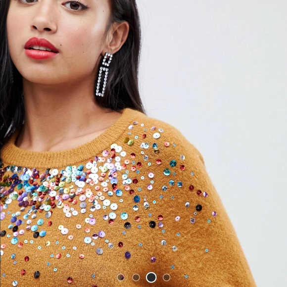ASOS DESIGN Petite Sweater with Sequin - Picture 3 of 6